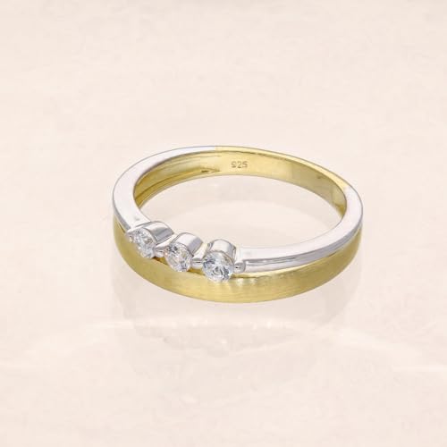 trendor 28072 Damenring 50 Bicolor Zirkonia 925 Silber
