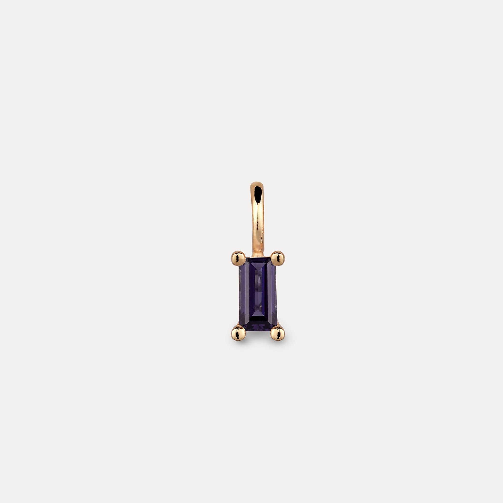 Stilnest Lila Iolith Anhänger Baguette Gold 14k Massivgold