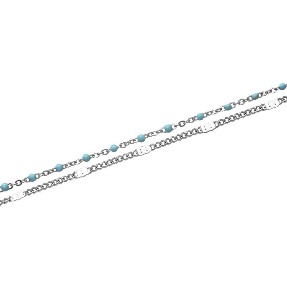 JEWLIX ID-Armbänder Zweireihiges Armband Edelstahl Silber