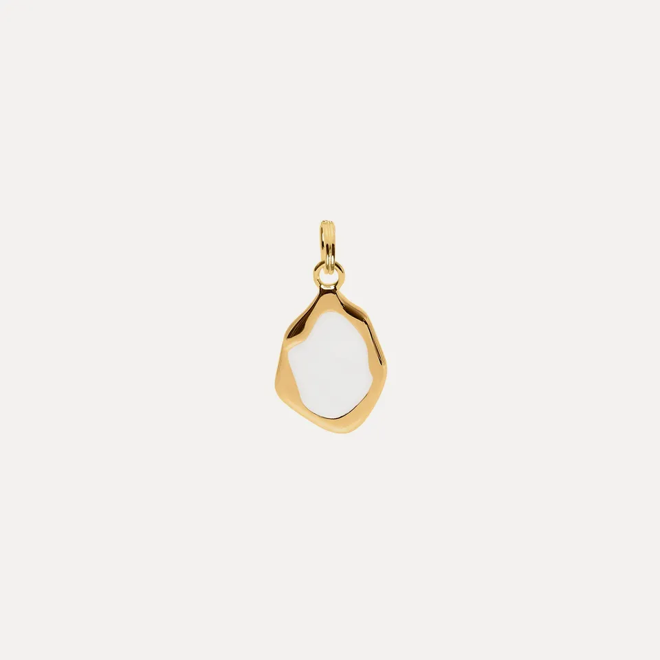 Stilnest Oyster Anhänger Weiß Gold Vermeil Pendant