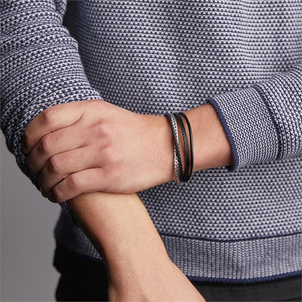 JEWLIX ID-Armband Kunstleder Edelstahl schwarz
