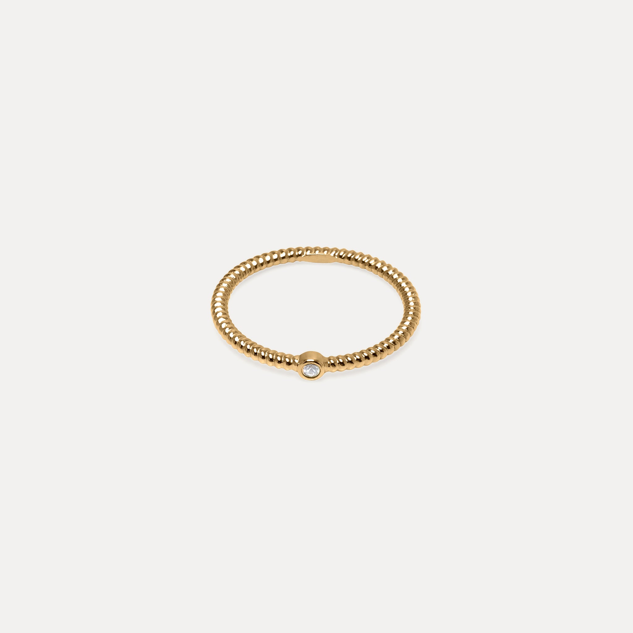 Stilnest Snake Tail Solitär Ring Gold Vermeil Saphir