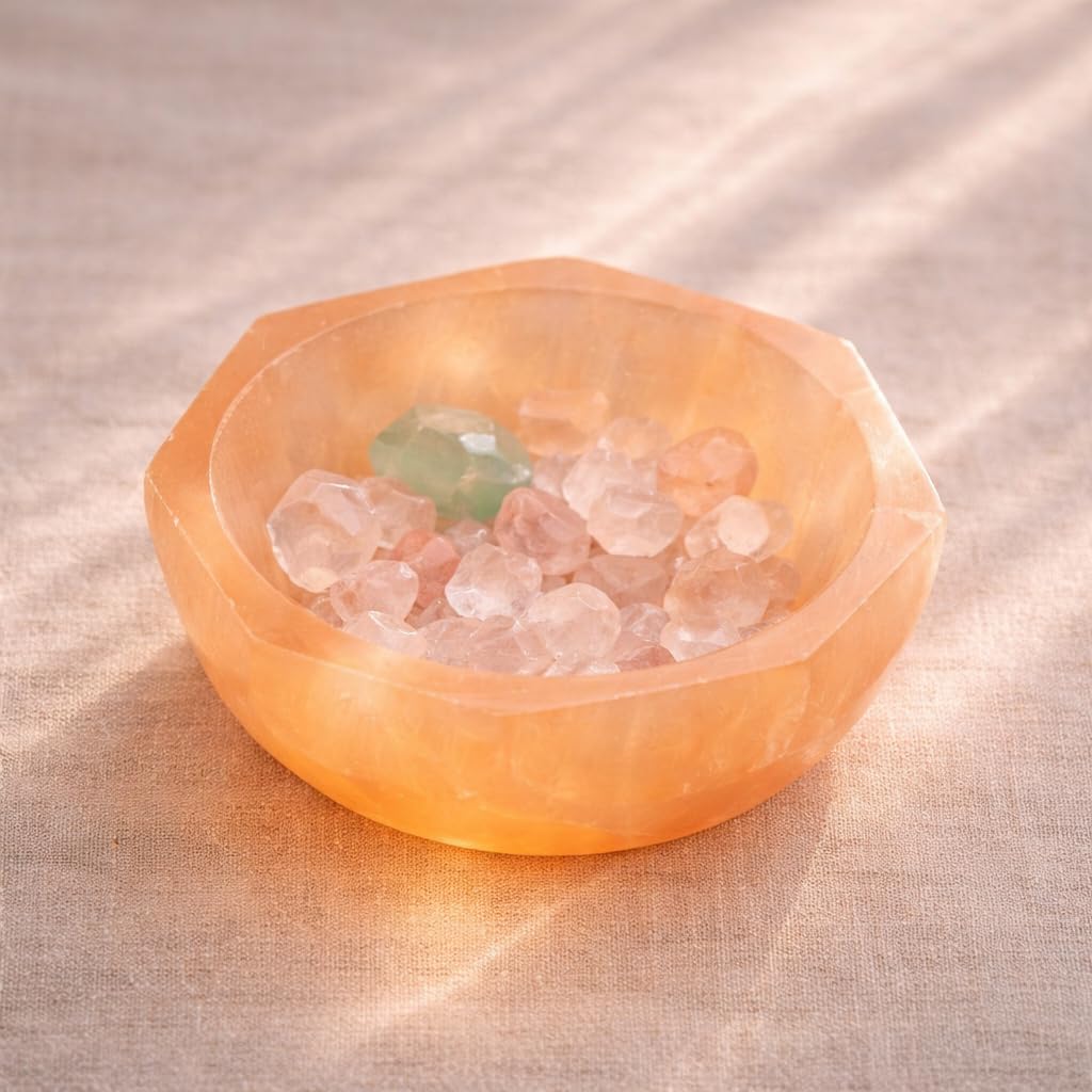NKlaus Healing Crystals Selenit-Schale 6x6cm Pfirsich