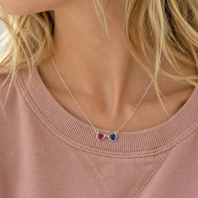 Joy by Corrine Smith Double Birthstone Herz Halskette Gold