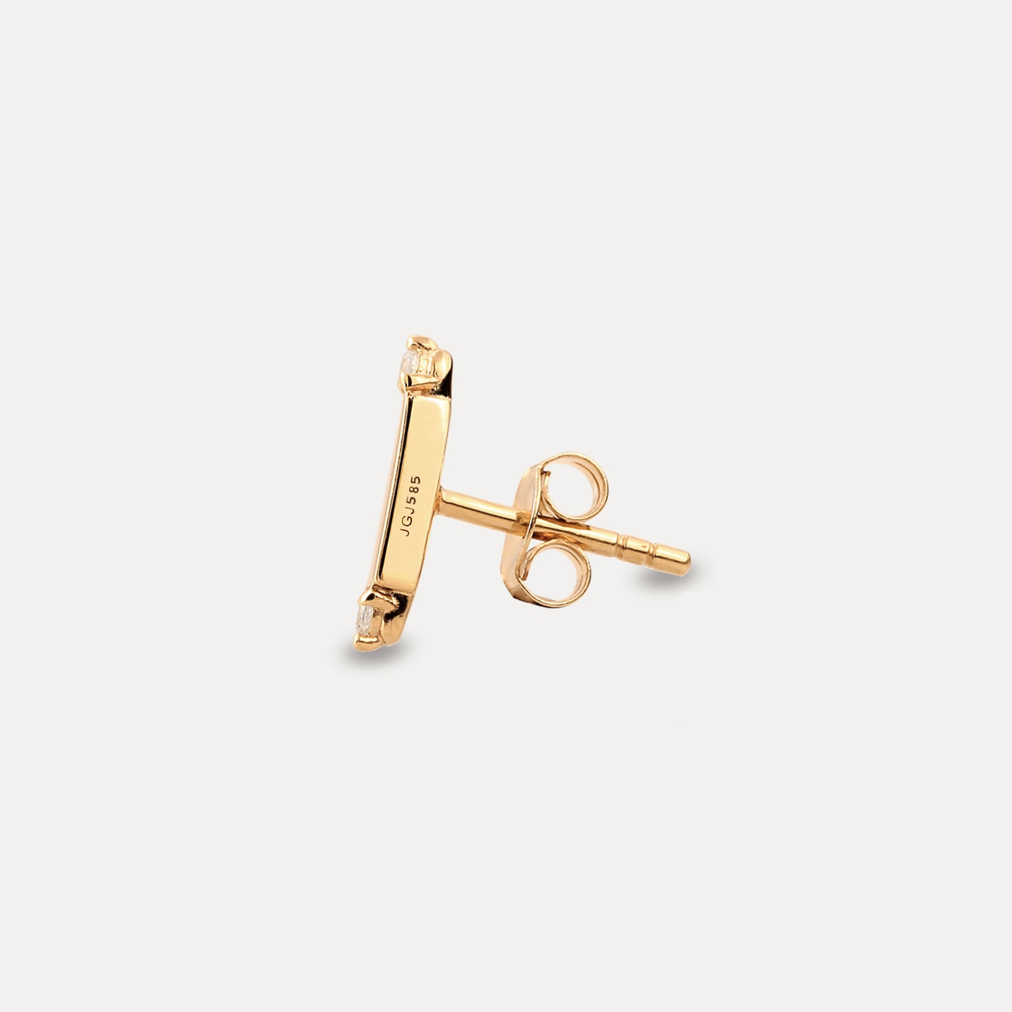 Stilnest Saphir Brick Tag Ohrstecker 585 Gold Single Weiß