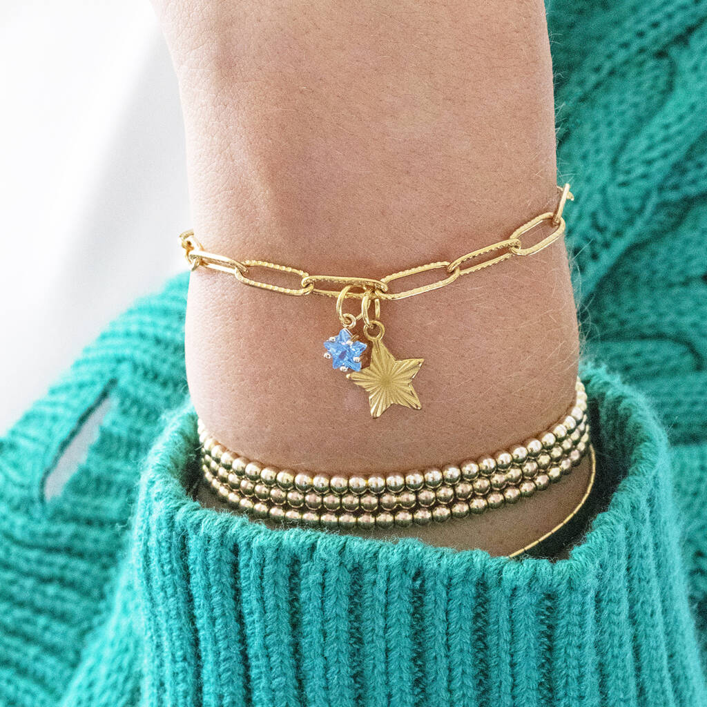 Joy by Corrine Smith Star Charm Armband Gold Geburtsstein Stern