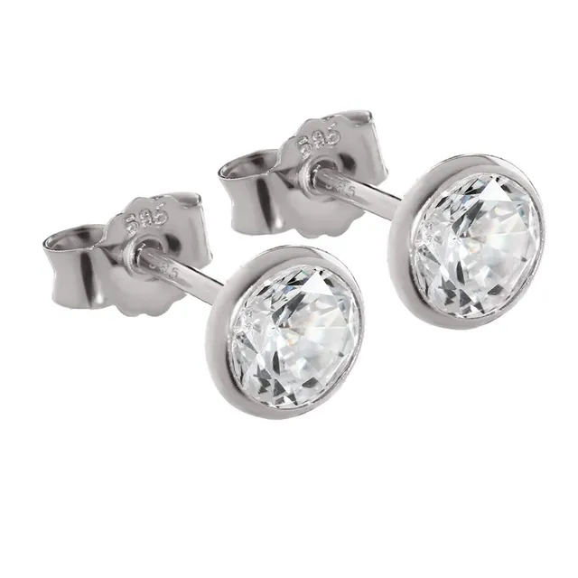 NKlaus Ohrstecker 585 Weißgold Zirkonia 5,3 mm Paar