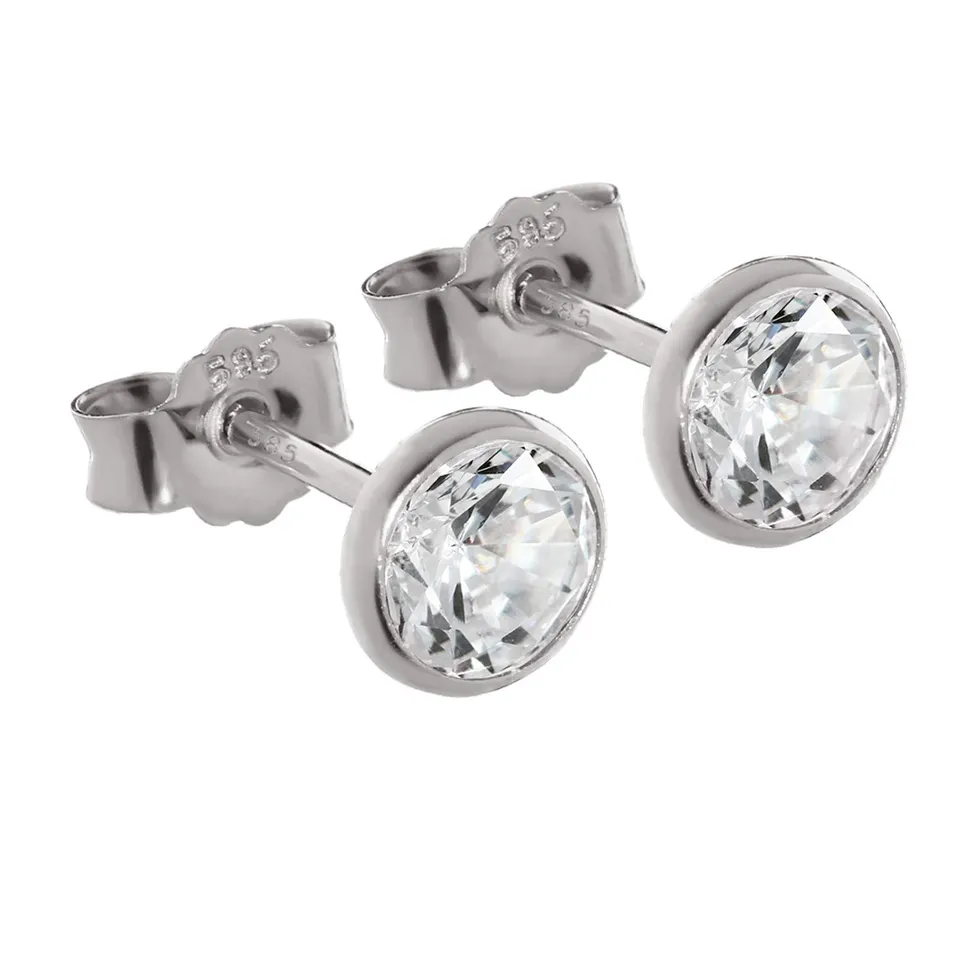 NKlaus Ohrstecker 585 Weißgold Zirkonia 5,3 mm Paar