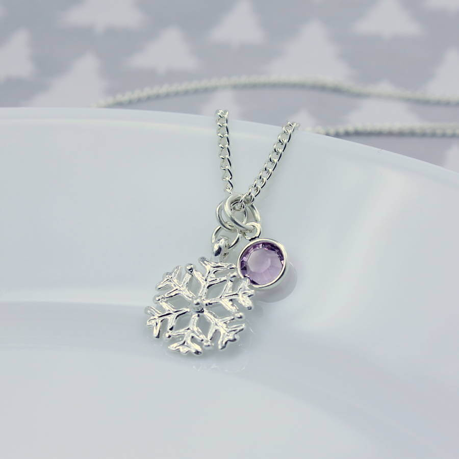 Joy by Corrine Smith Snowflake Geburtsstein Halskette Silber Schneeflocke