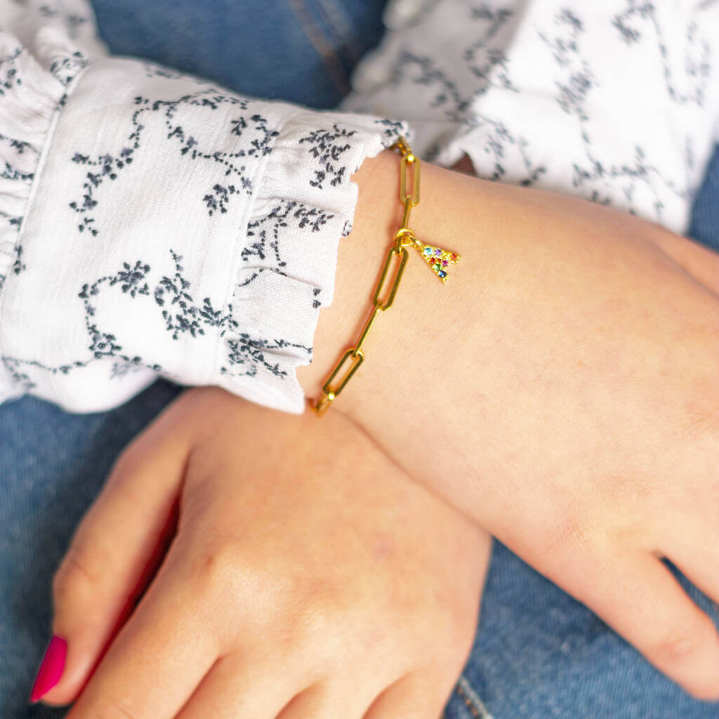 Joy by Corrine Smith Paperclip Armband Initiale Gold Zirkonia