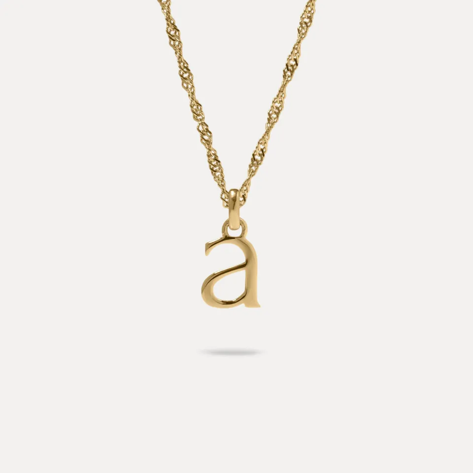 Stilnest Initial Singapore Kette 585 Gold Buchstabe M 45cm