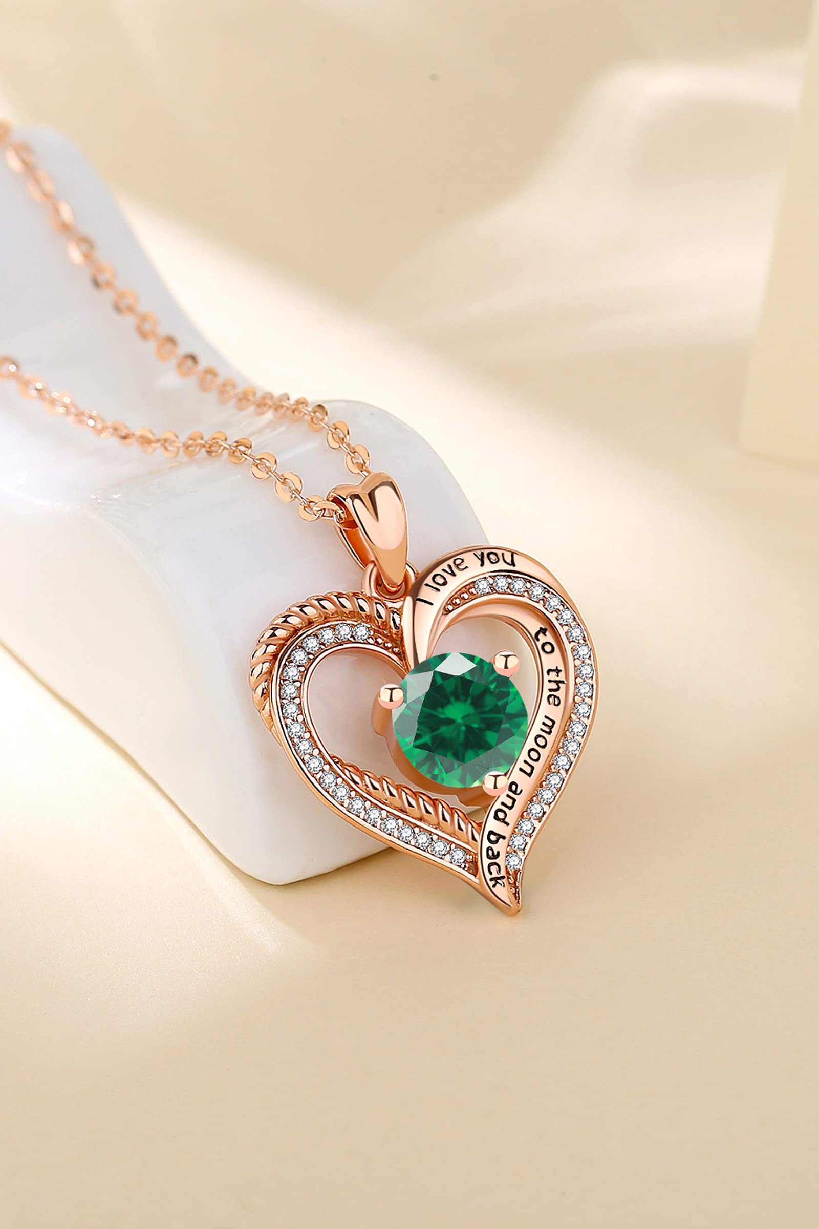 Eudora Harmony Bola Herz Kette Silber Rosegold Geburtsstein