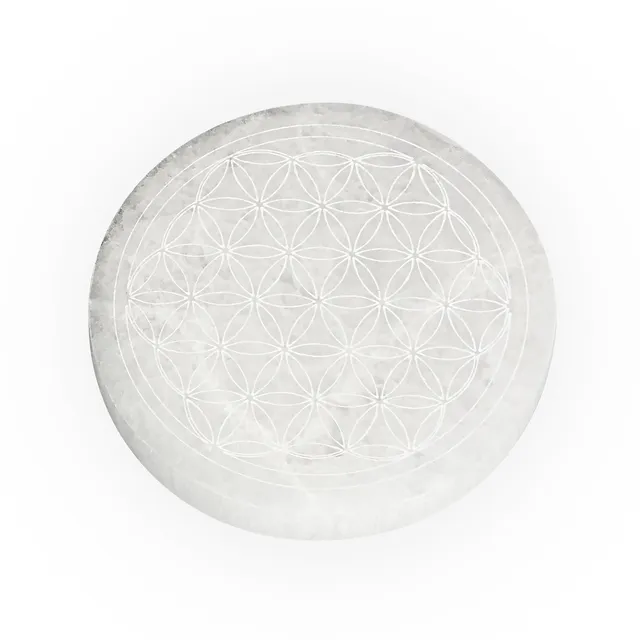 NKlaus Healing Crystals Selenit Ladeplatte 12 cm Lebensblume