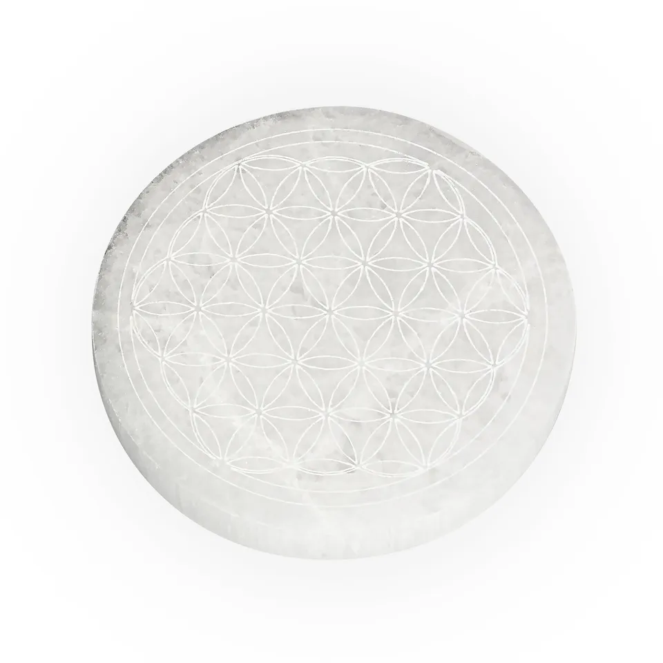 NKlaus Healing Crystals Selenit Ladeplatte 12 cm Lebensblume