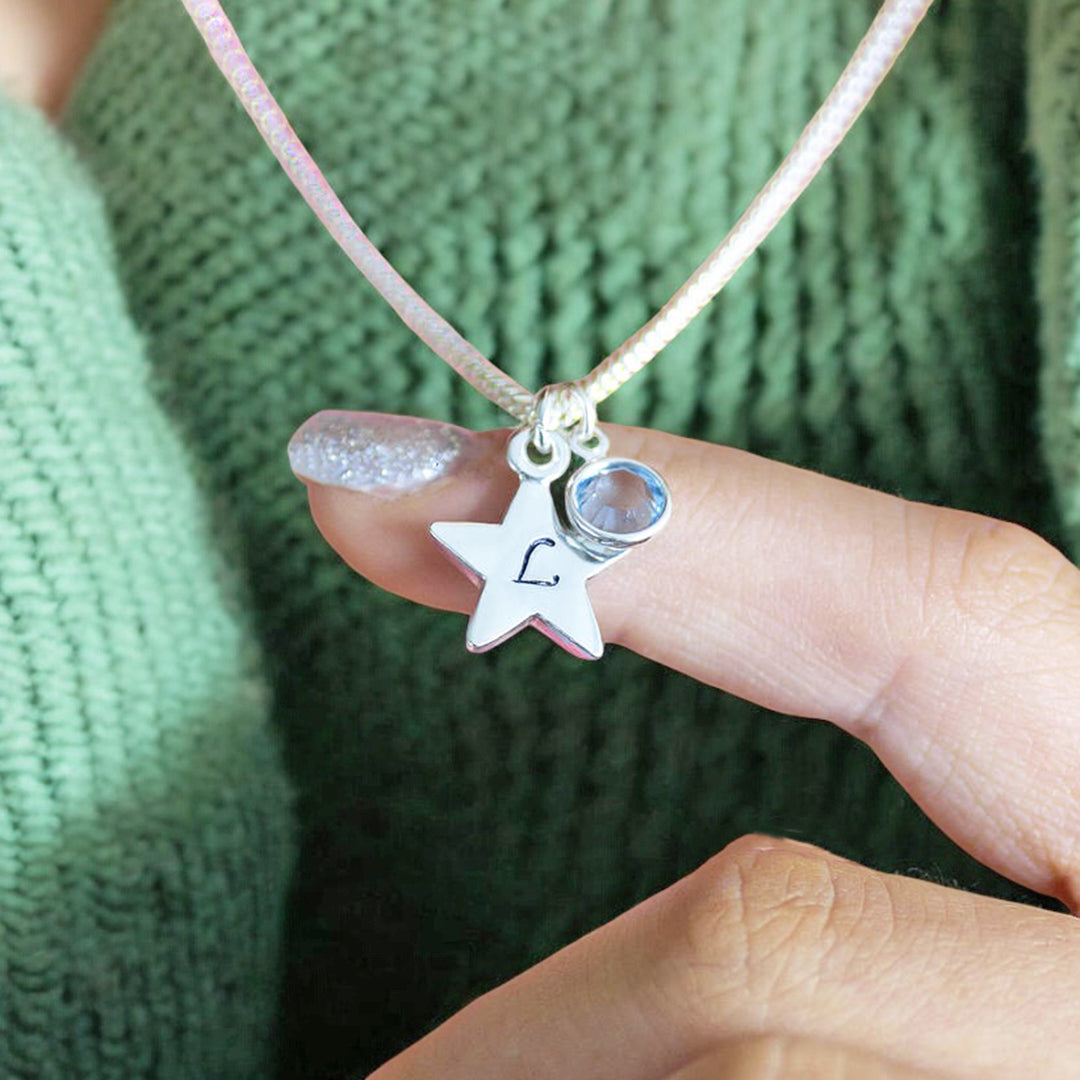 Joy by Corrine Smith Personalised Star Charm Halskette Gold Geburtsstein
