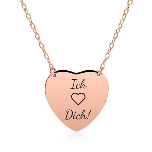 JEWLIX Ketten mit Anhänger Herzkette Roségold Herzanhänger