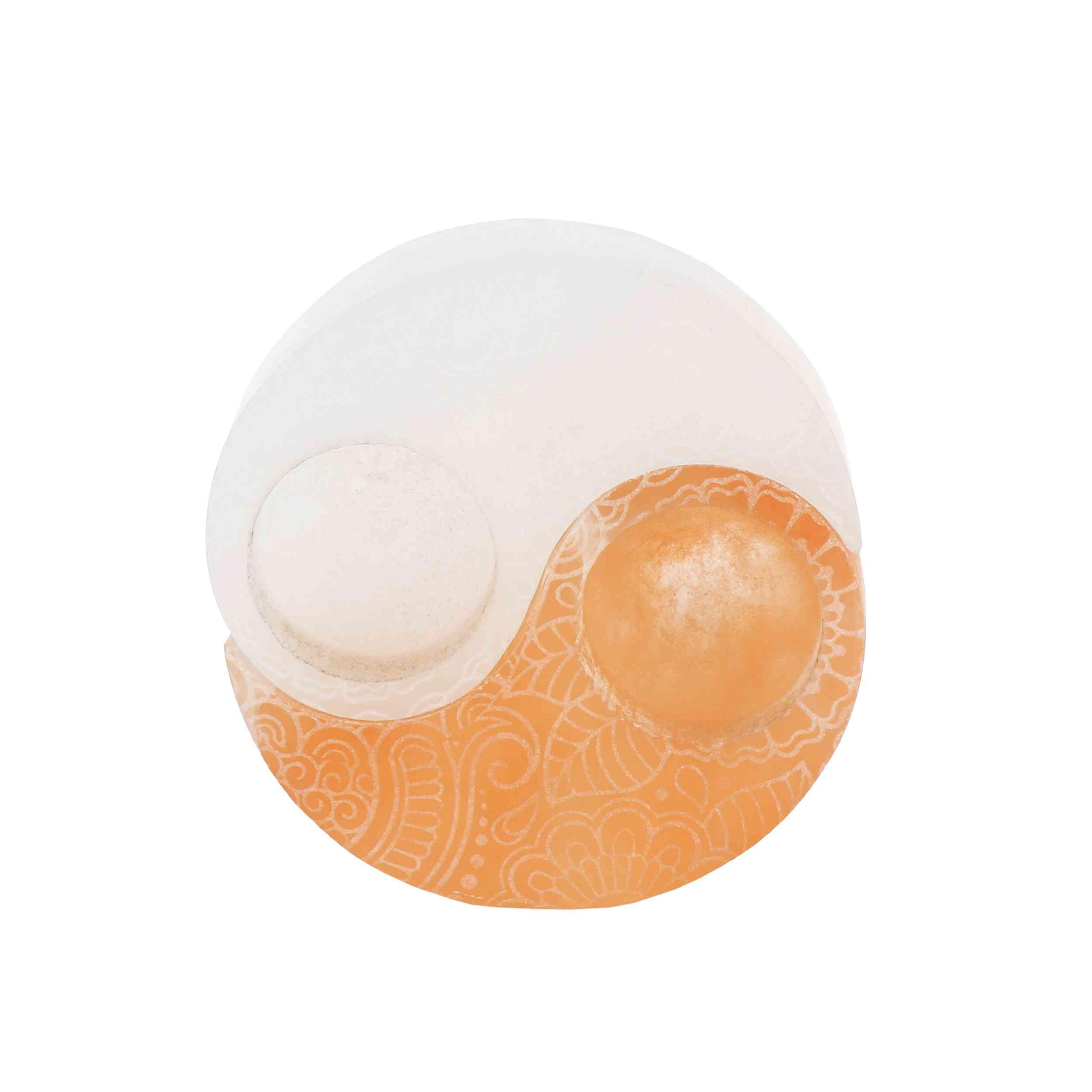 NKlaus Healing Crystals Yin Yang Teelichthalter Selenit 11 cm