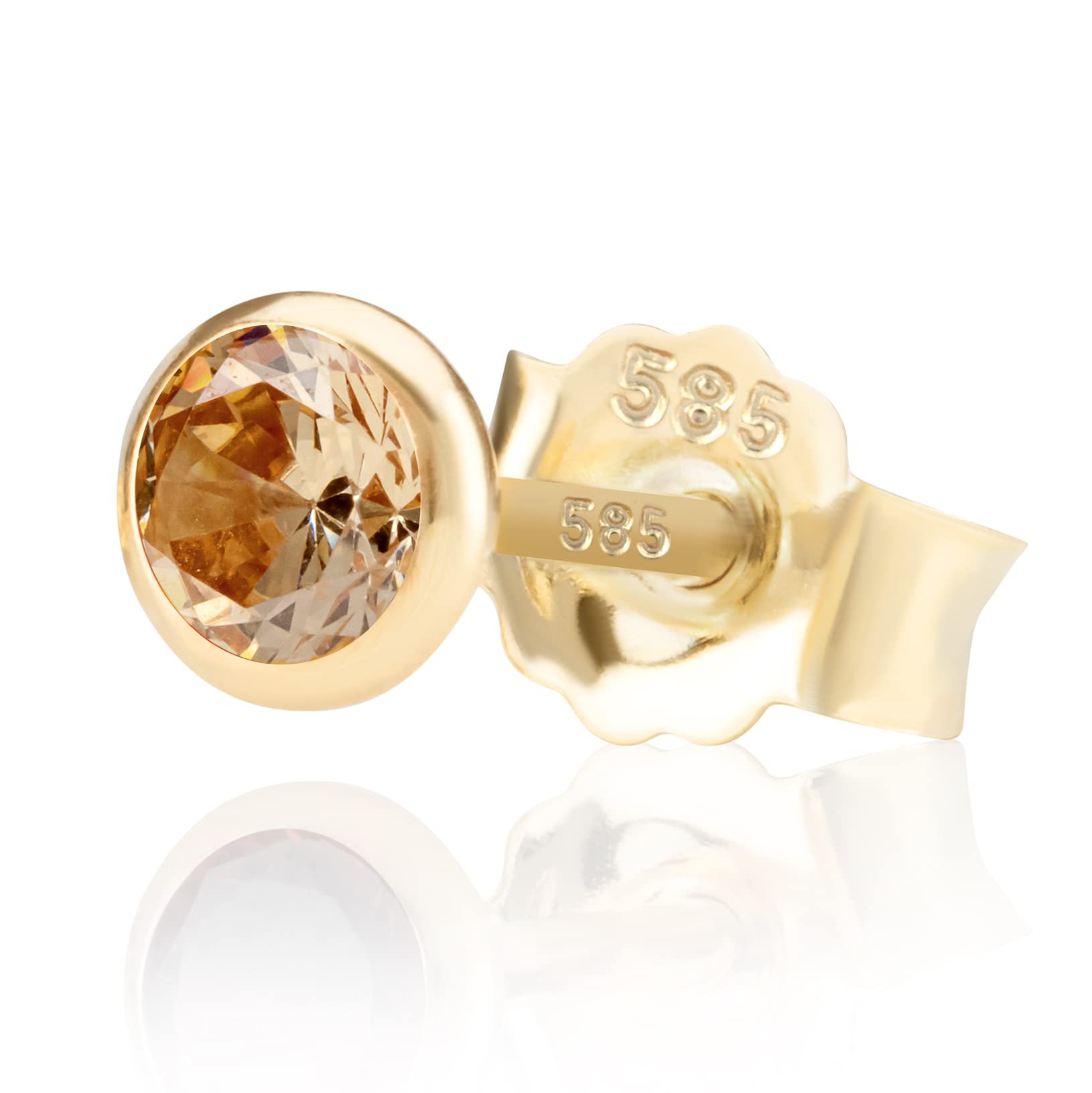 NKlaus Jewellery Zirkonia Ohrstecker 585 Gold Schwarz 5mm