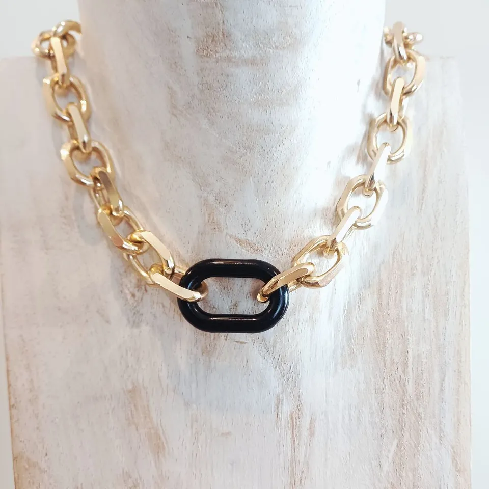 Alevá Bijoux Giada Halskette schwarzer Ring 45 cm Gold