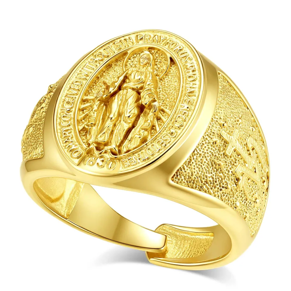 Eudora Harmony Bola Jungfrau Maria Ring Silber 18K vergoldet verstellbar