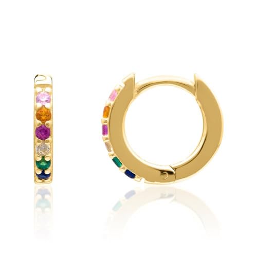 JEWLIX Creolen 925 Silber Gold Zirkonia bunt