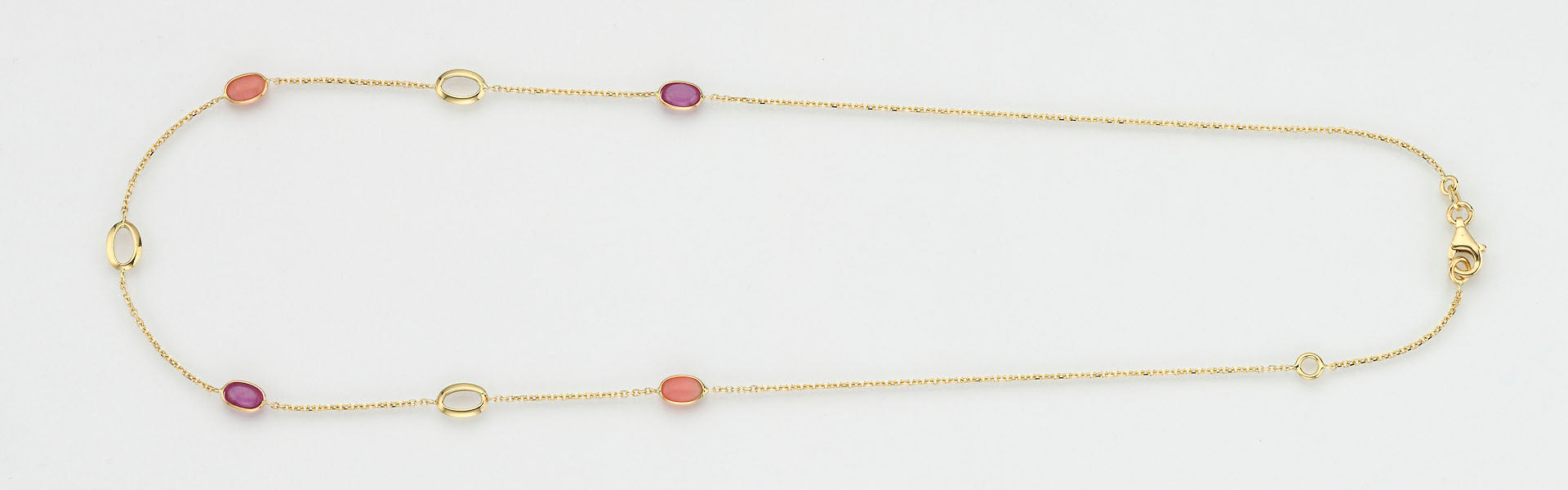 Eugen Rühle Colliers Rubin Rosaopal Halskette 585 Gelbgold