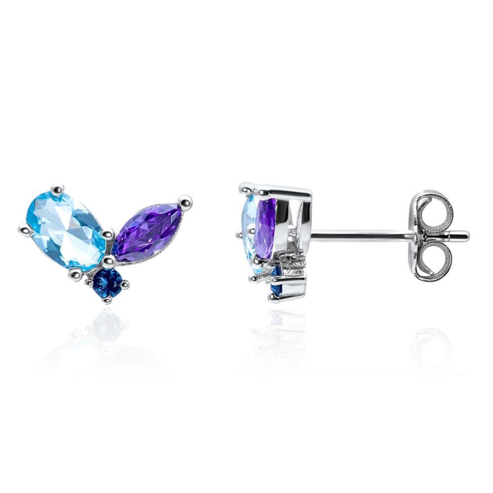 JEWLIX Ohrstecker Floral 925er Silber Korund Zirkonia
