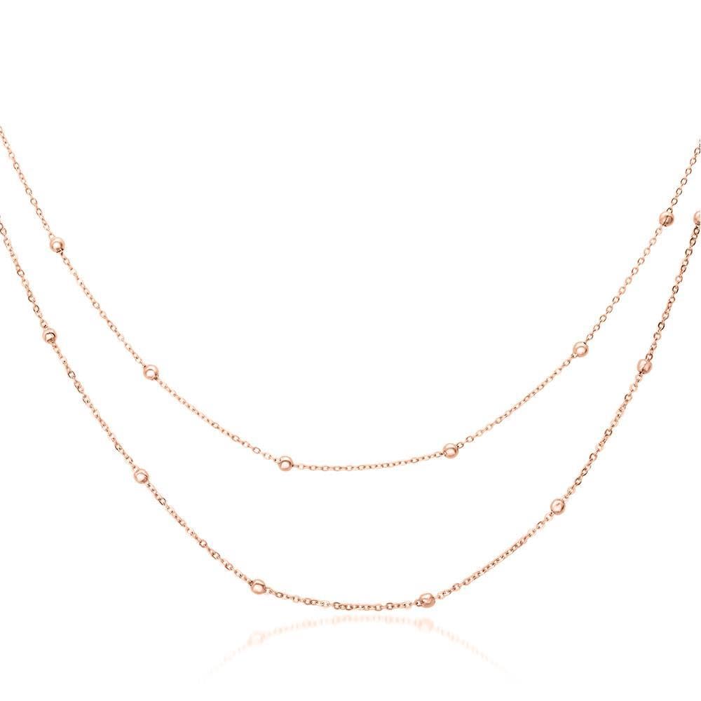 JEWLIX Layerkette Halskette Edelstahl Rosé mit Kugeln