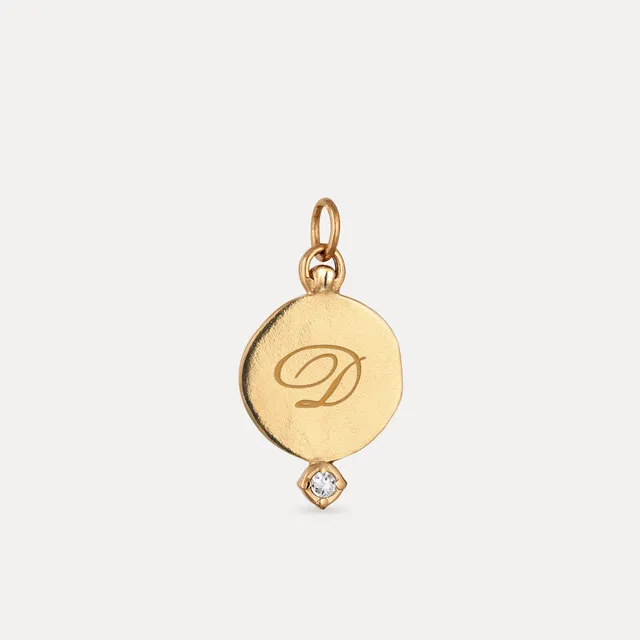 Stilnest Fluid Medallion Anhänger Weißer Saphir Gold
