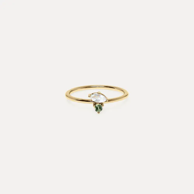 Stilnest Joy Solitär Ring Mondstein Saphir 585 Gold 52