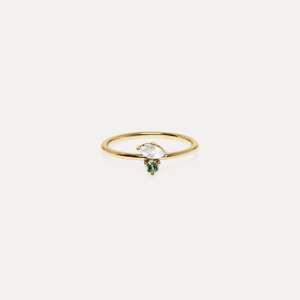 Stilnest Joy Solitär Ring Mondstein Saphir 585 Gold 52