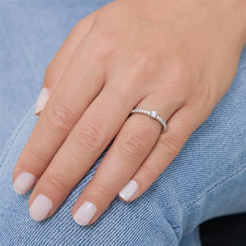 JEWLIX Verlobungsring 925 Silber Zirkonia Schiene 58