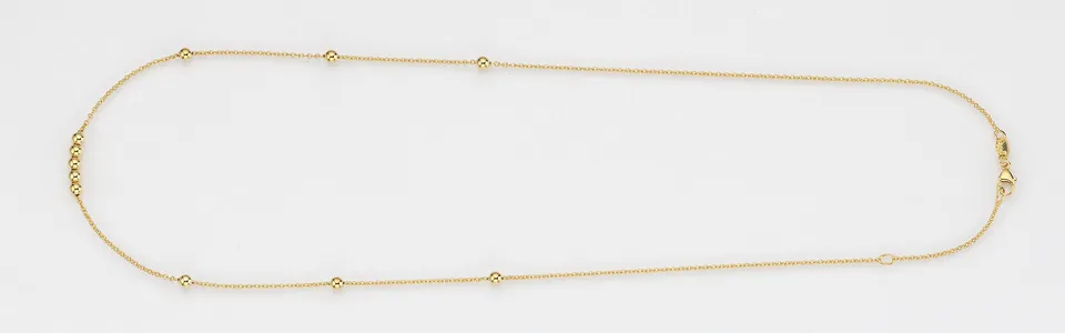 Eugen Rühle Colliers Ankerkette 11 Kugeln 3mm Halskette 750 Gelbgold 45cm