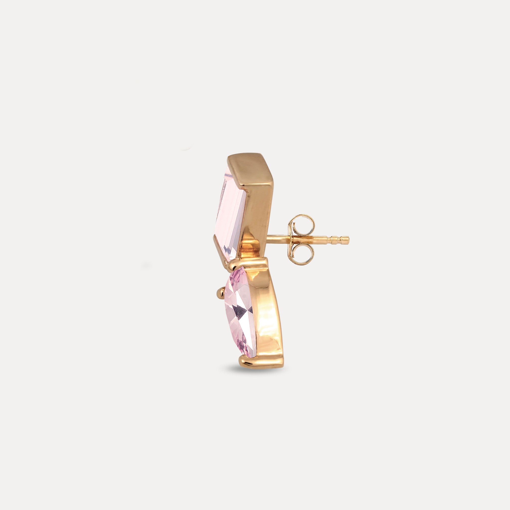 Stilnest Balance Dual Ohrstecker Rosenquarz 585 Gold