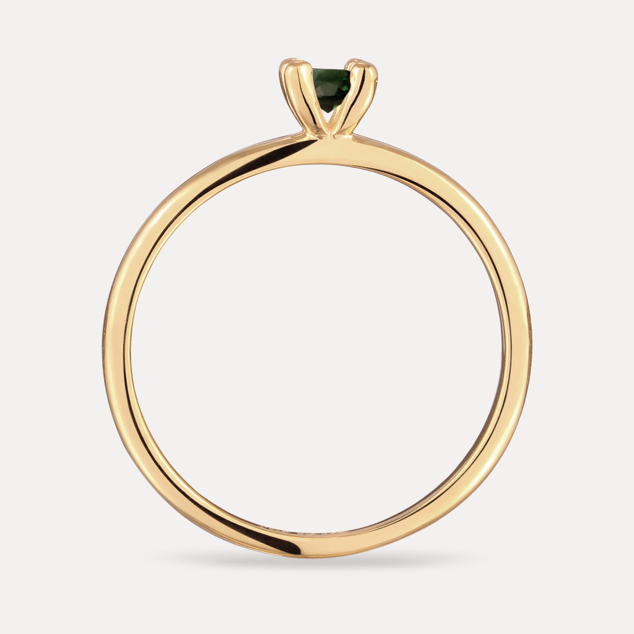 Stilnest Grüner Turmalin Solitär Ring Gold Vermeil rund