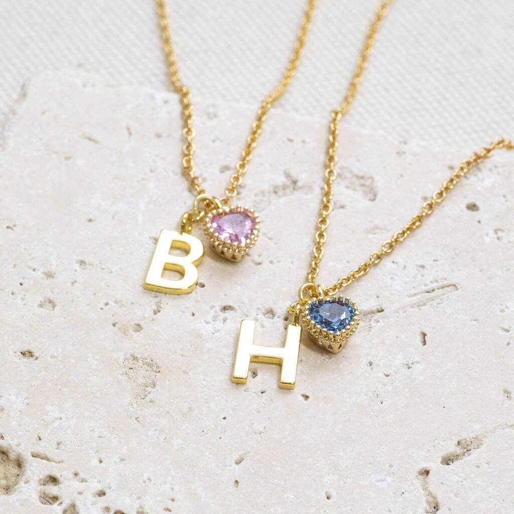 Joy by Corrine Smith Heart Birthstone Initial Halskette Gold