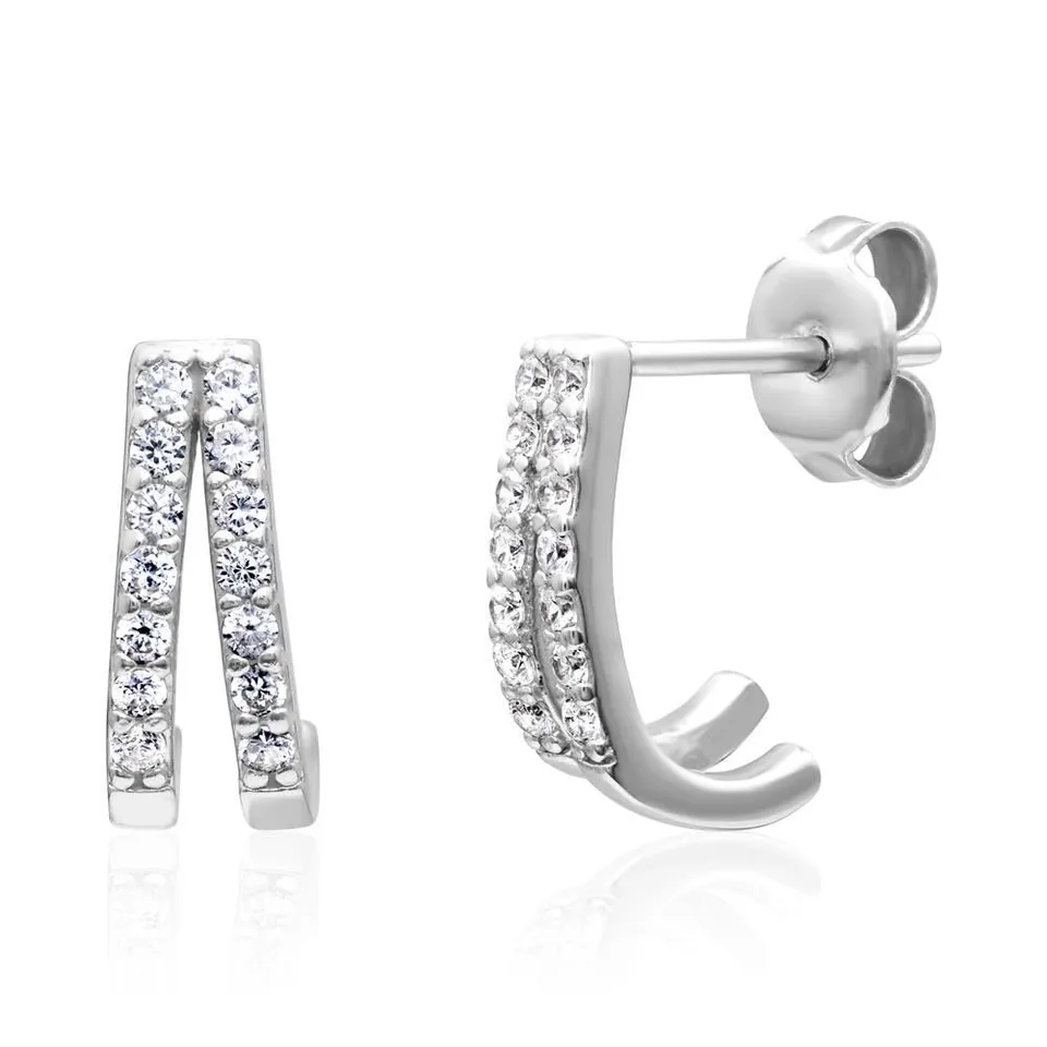 JEWLIX Ohrstecker Silber 925 weiße Zirkonia Damen