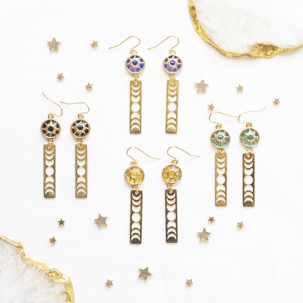 Joy by Corrine Smith Sun Moon Phases Ohrringe Gold 6 cm