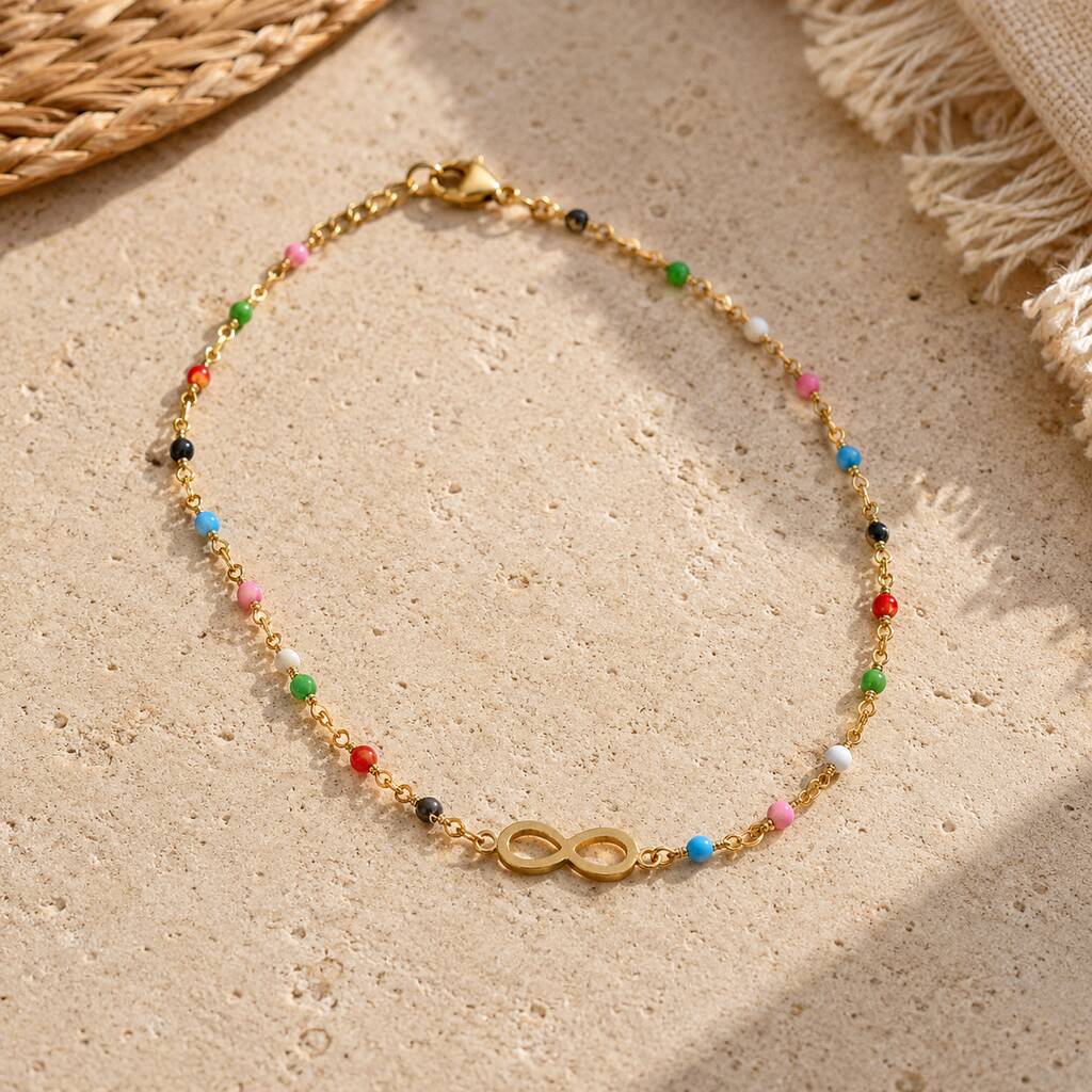 Joy by Corrine Smith Infinity Fußkette Gold bunt Emaille