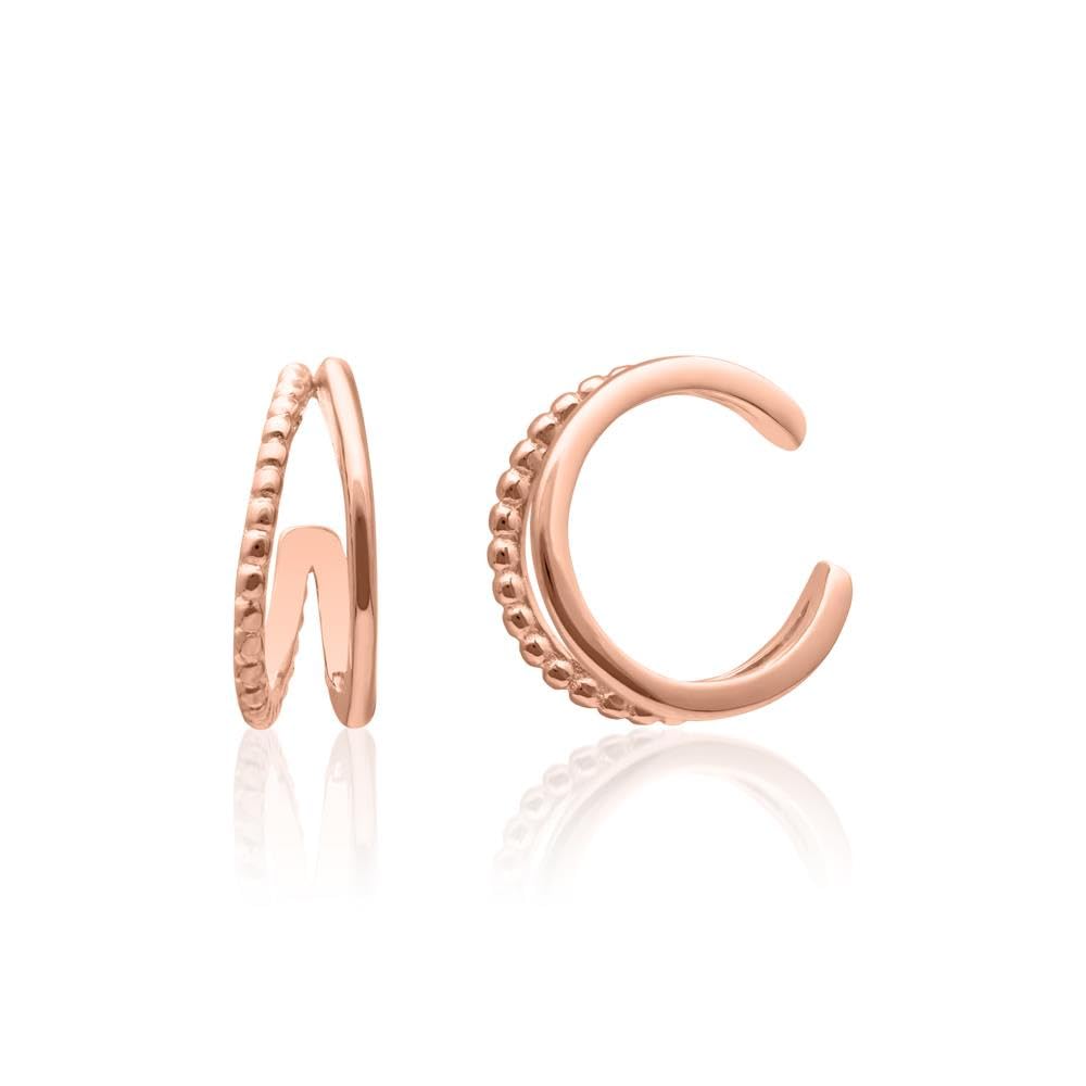 JEWLIX Ohrstecker Ear Cuffs Zweireihig Rosé 925 Silber Paar