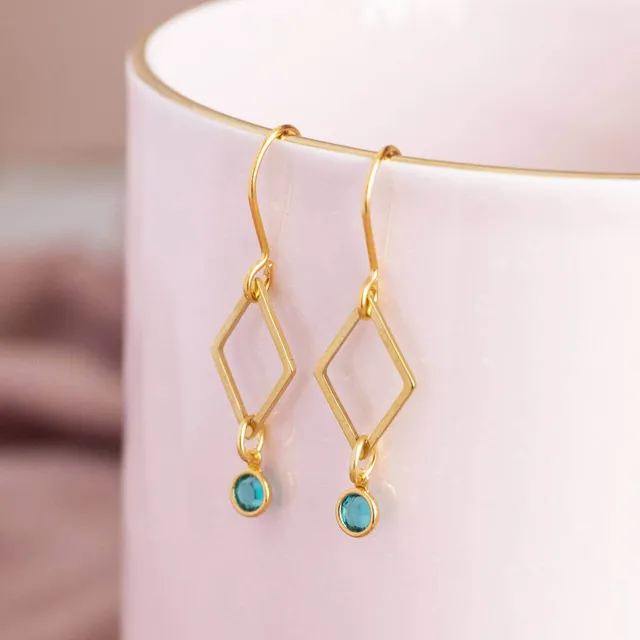 Joy by Corrine Smith Rhombus Geburtsstein Ohrringe Gold