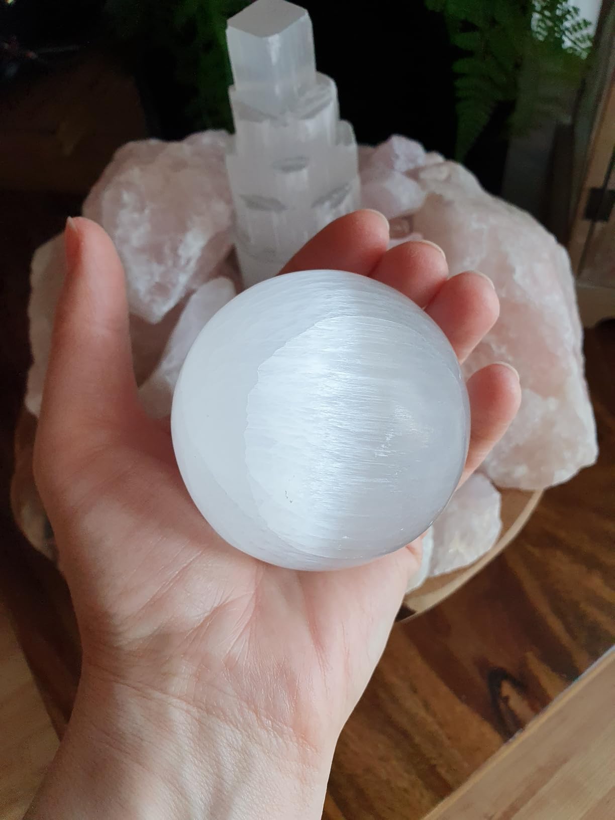 NKlaus Selenit Kugel Heilstein 70 mm poliert 460 g