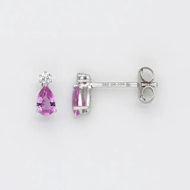 Eugen Rühle Ohrstecker Brillant 0,05ct Rosasafir Gold 585