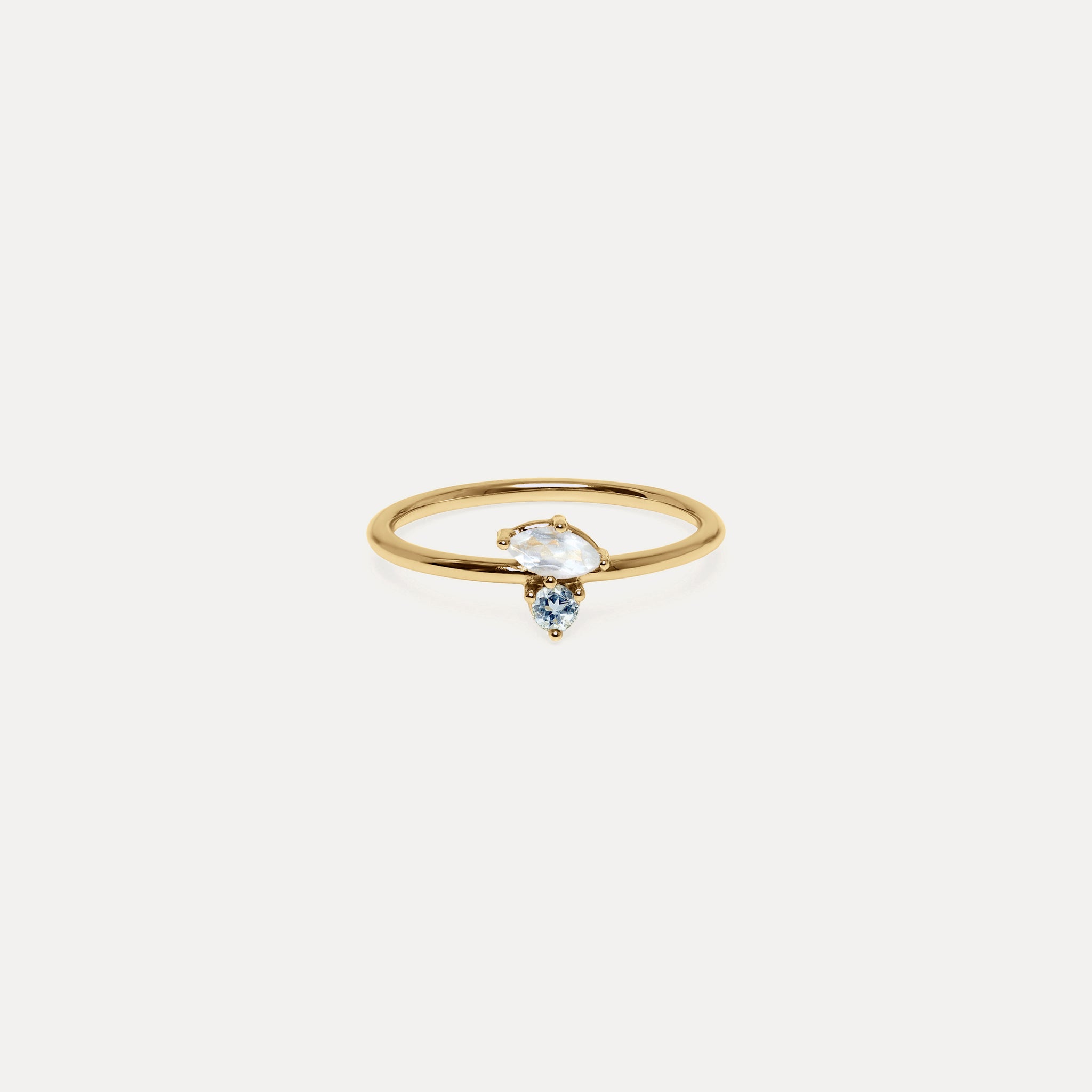 Stilnest Joy Solitär Ring Mondstein Aquamarin 24K Vermeil
