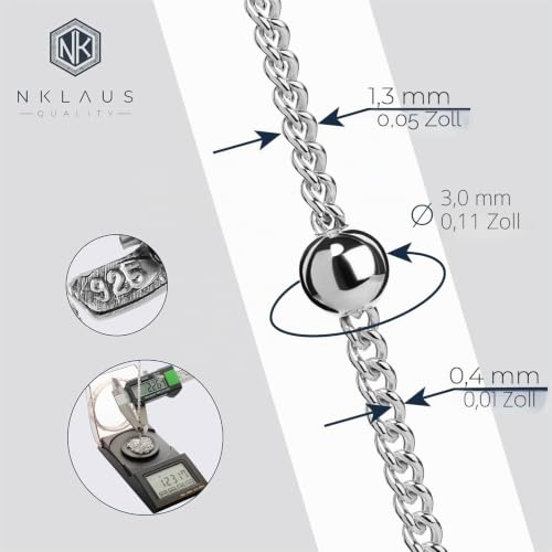 NKlaus Jewellery Panzerkette Kugeln 925 Silber Halskette 42cm