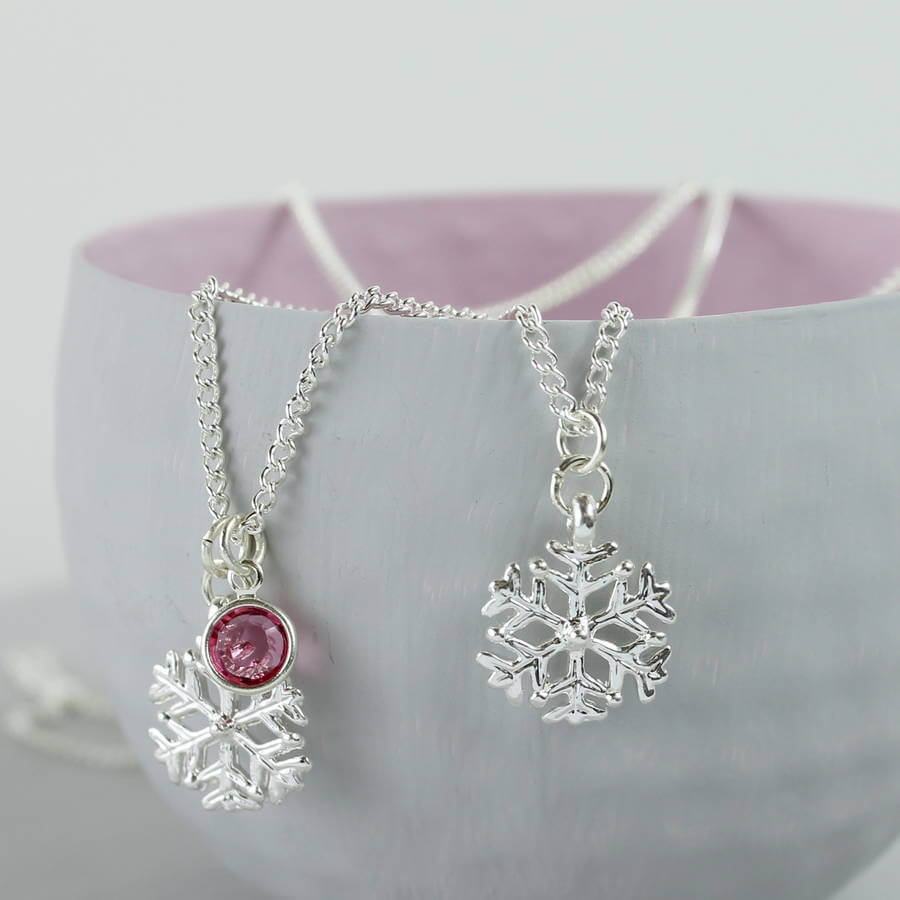 Joy by Corrine Smith Snowflake Geburtsstein Halskette Silber Schneeflocke