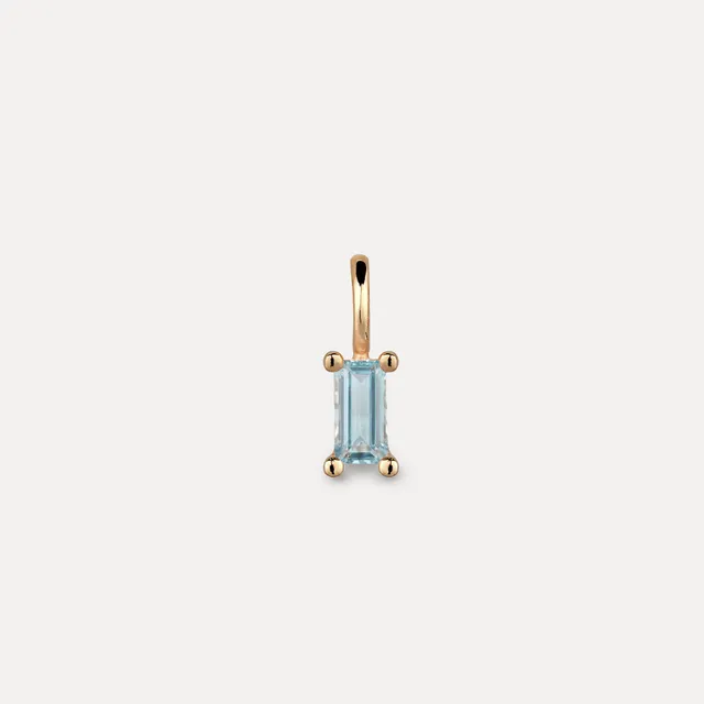 Stilnest Aquamarin Anhänger Baguette 585 Gold Blau