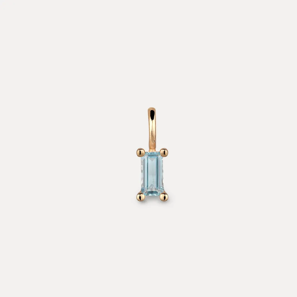 Stilnest Aquamarin Anhänger Baguette 585 Gold Blau