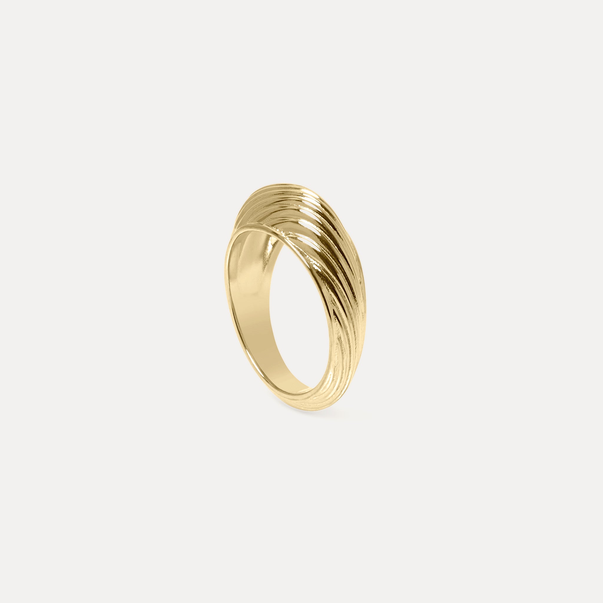 Stilnest Ribbed Bombé Ring 585 Gold geriffelt Gr. 56