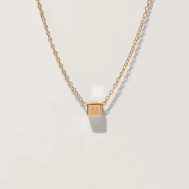 Stilnest Cube Halskette Ankerkette 45cm Gold Vermeil gravierbar
